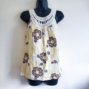 LOFT Ann Taylor Floral Crochet Neckline Halter Top [Small